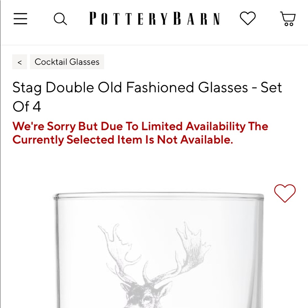 Pottery Barn Wilderness Cabin Stag Double Old Fashioned Glasses - Set Of 4 - Picture 8 of 16